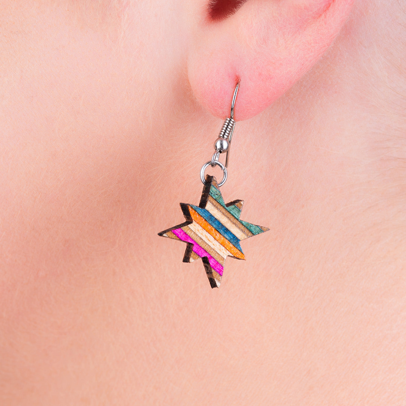 Sirius Star Recycled Skateboard Earrings-0