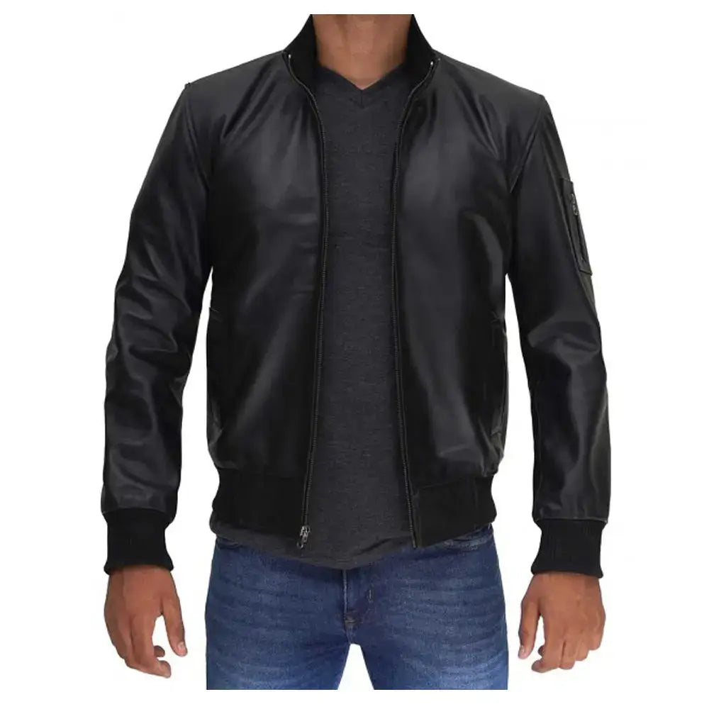 Mens Clark Leather Bomber Jacket