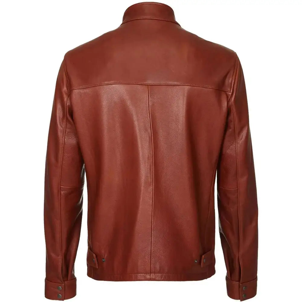 Mens Dark Brown Leather Biker Jacket