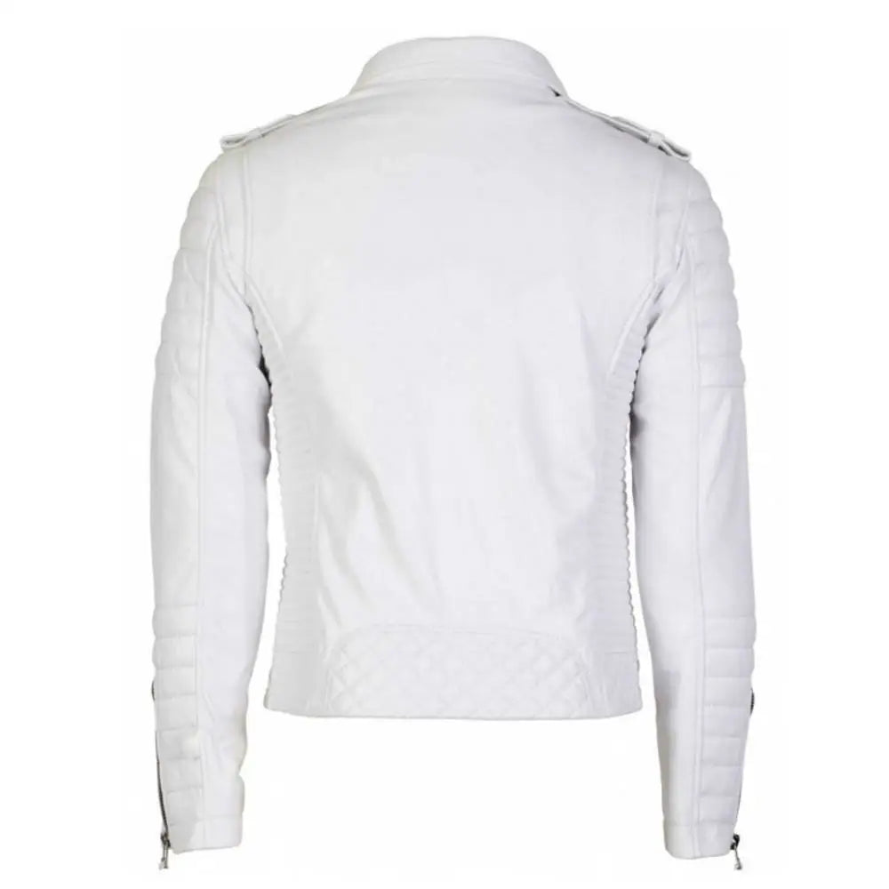 Vintage White Brando Biker Leather Jacket