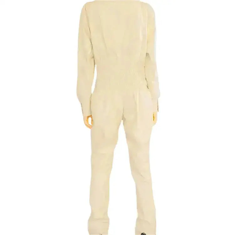 Women's Round Neckline Leather Jumpsuit