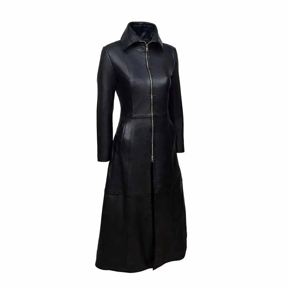 Women’s Vampire Black Leather Trench Coat
