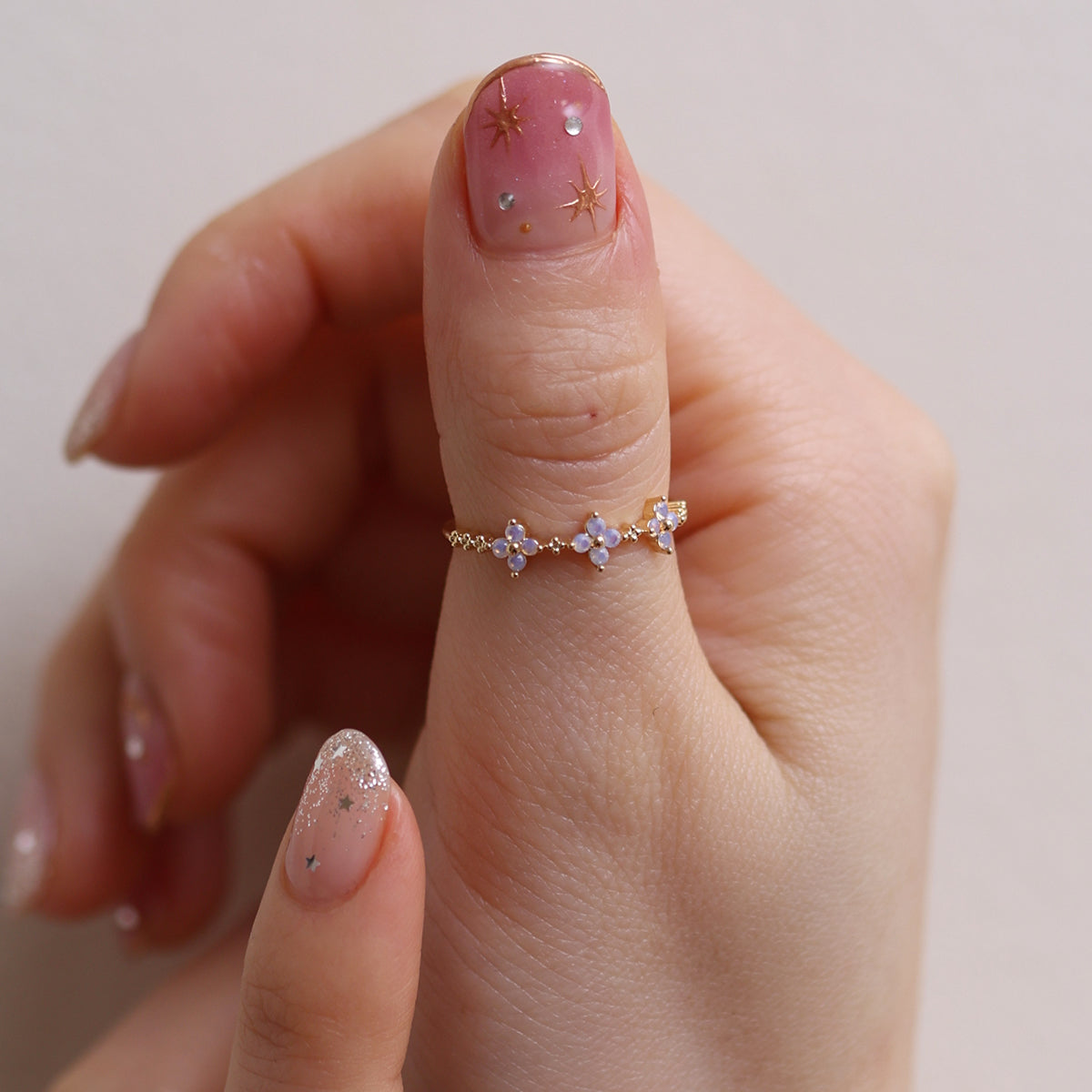 Moonstone daisy ring-2