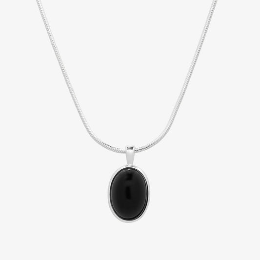 Black onyx snake necklace-0