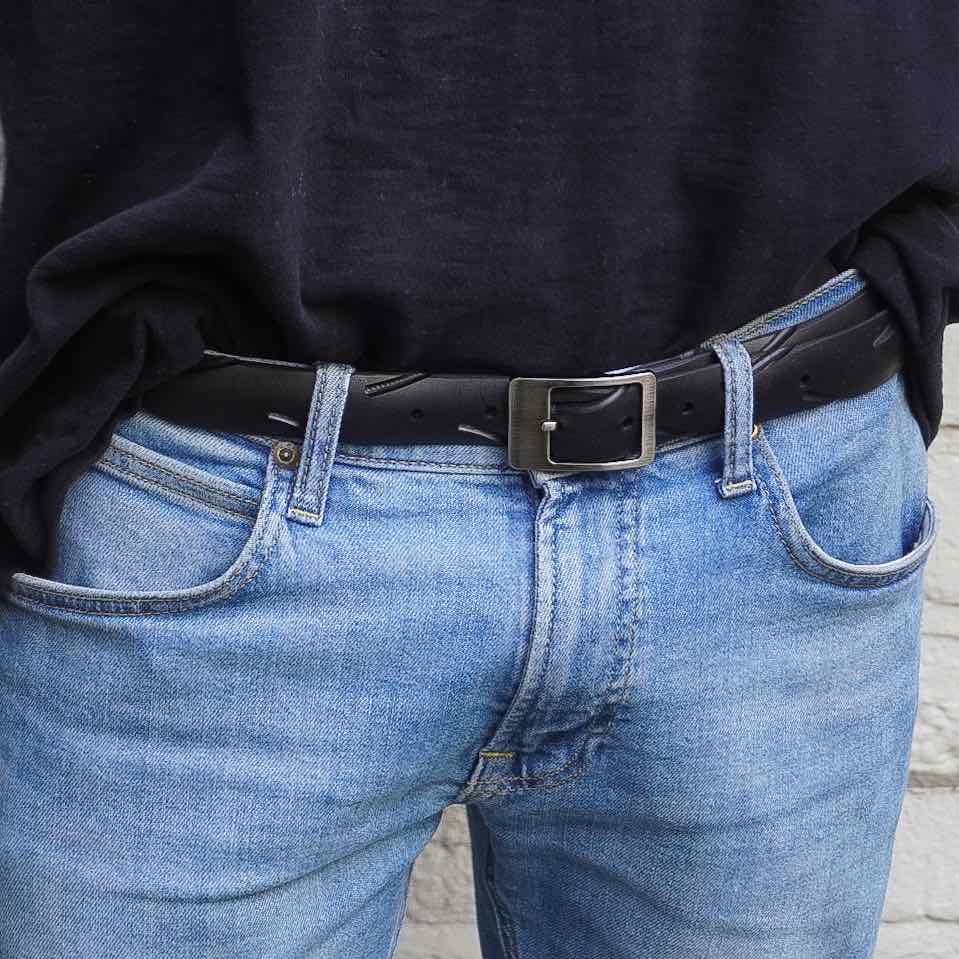 Slim Recycled Tyre Vegan Biker Belt-1