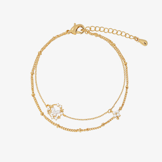 Cubic floral butterfly layered bracelet-0