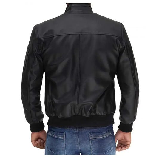 Mens Clark Leather Bomber Jacket