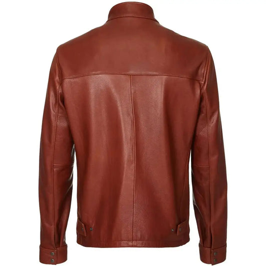 Mens Dark Brown Leather Biker Jacket