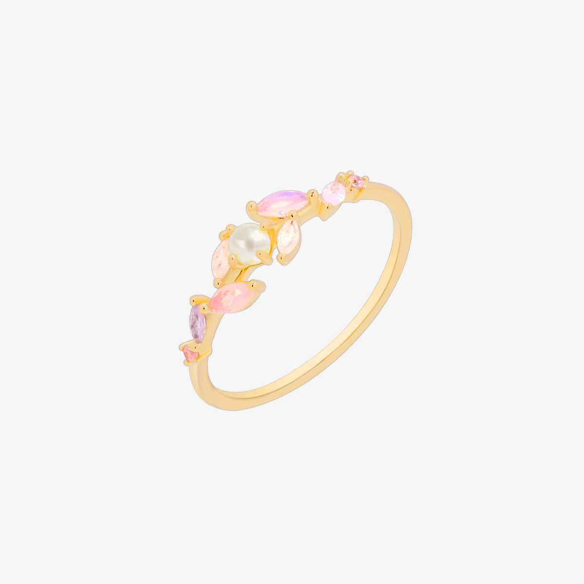 moonstone cubic pearl vine ring-0