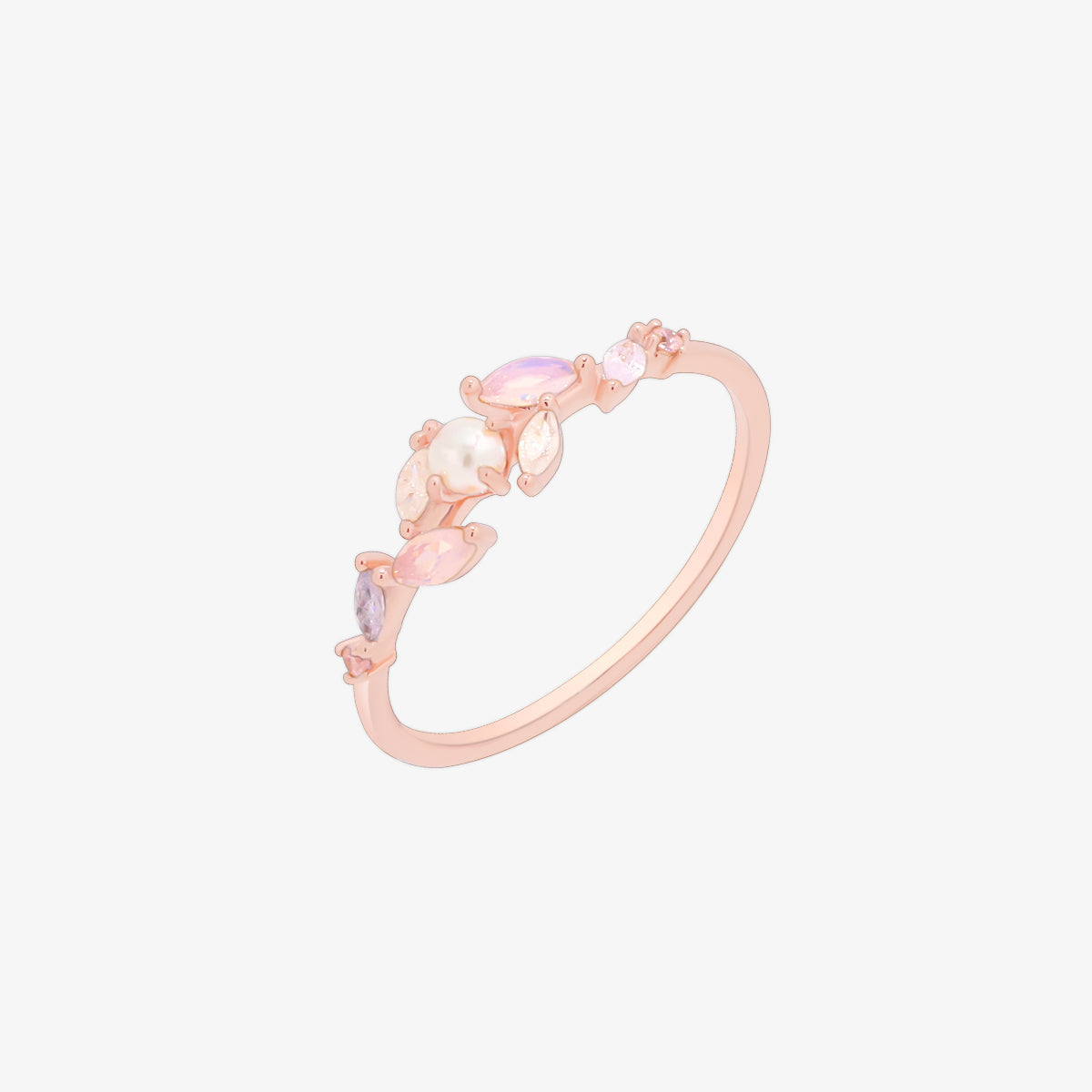 moonstone cubic pearl vine ring-6