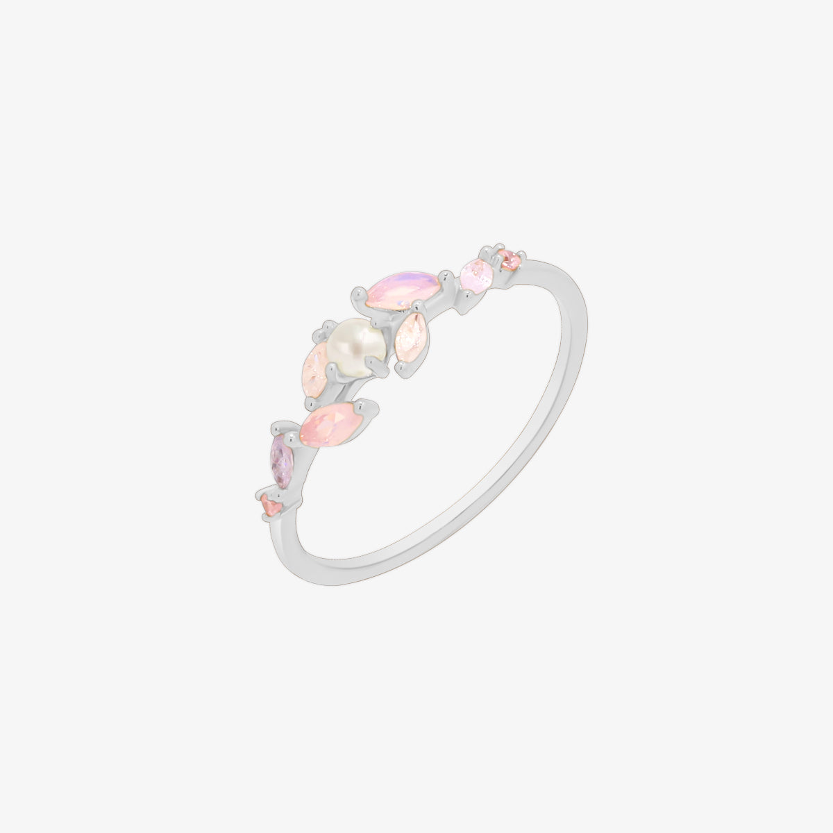 moonstone cubic pearl vine ring-5