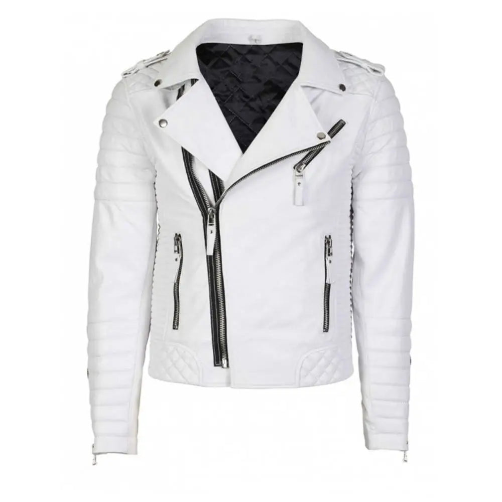 Vintage White Brando Biker Leather Jacket