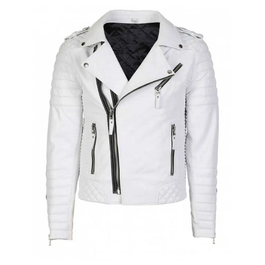 Vintage White Brando Biker Leather Jacket
