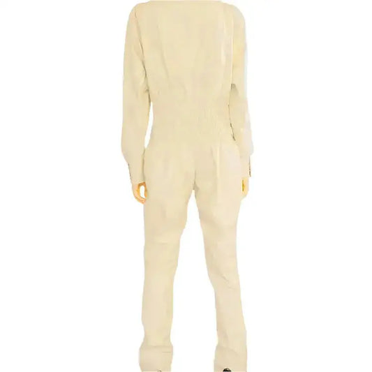 Women's Round Neckline Leather Jumpsuit