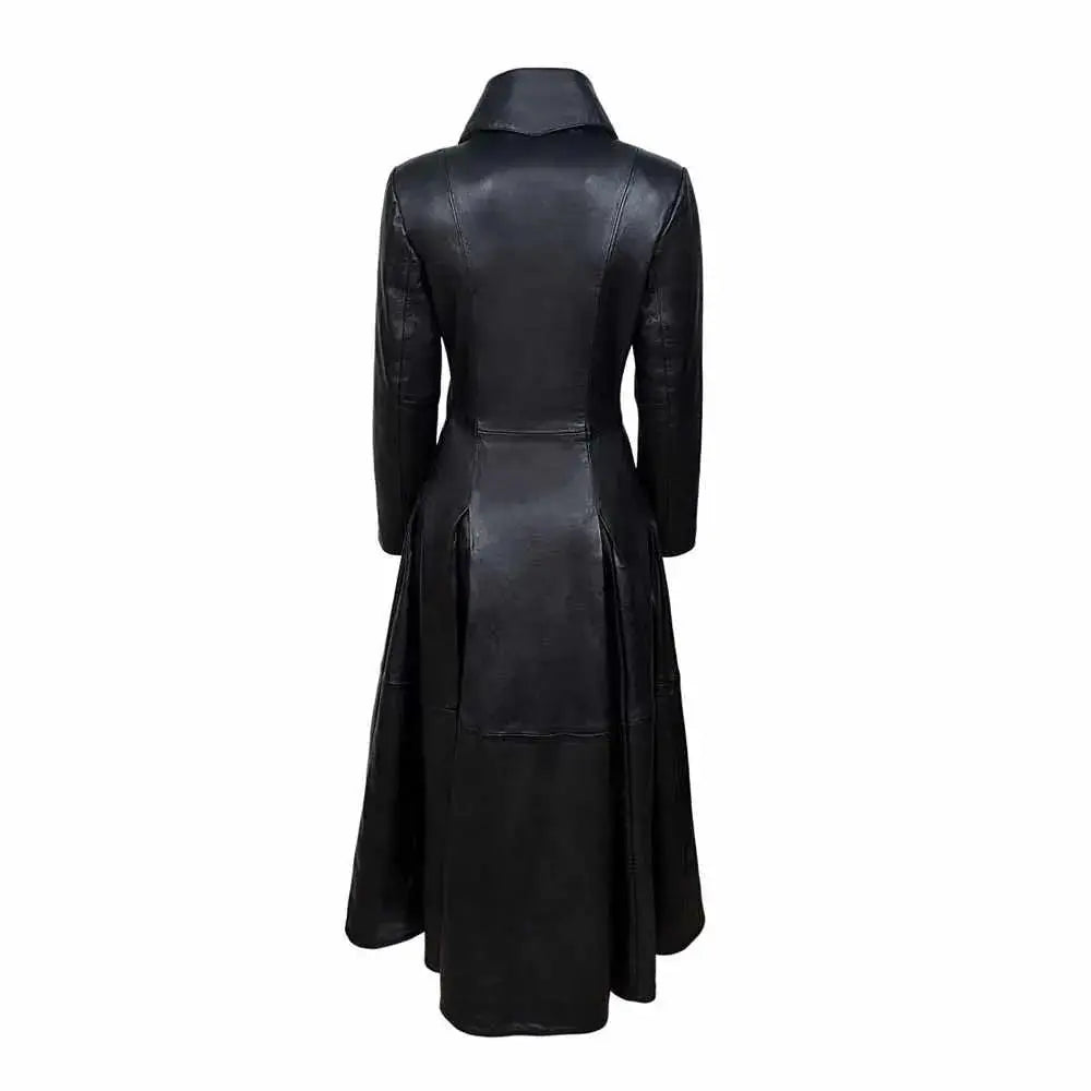 Women’s Vampire Black Leather Trench Coat