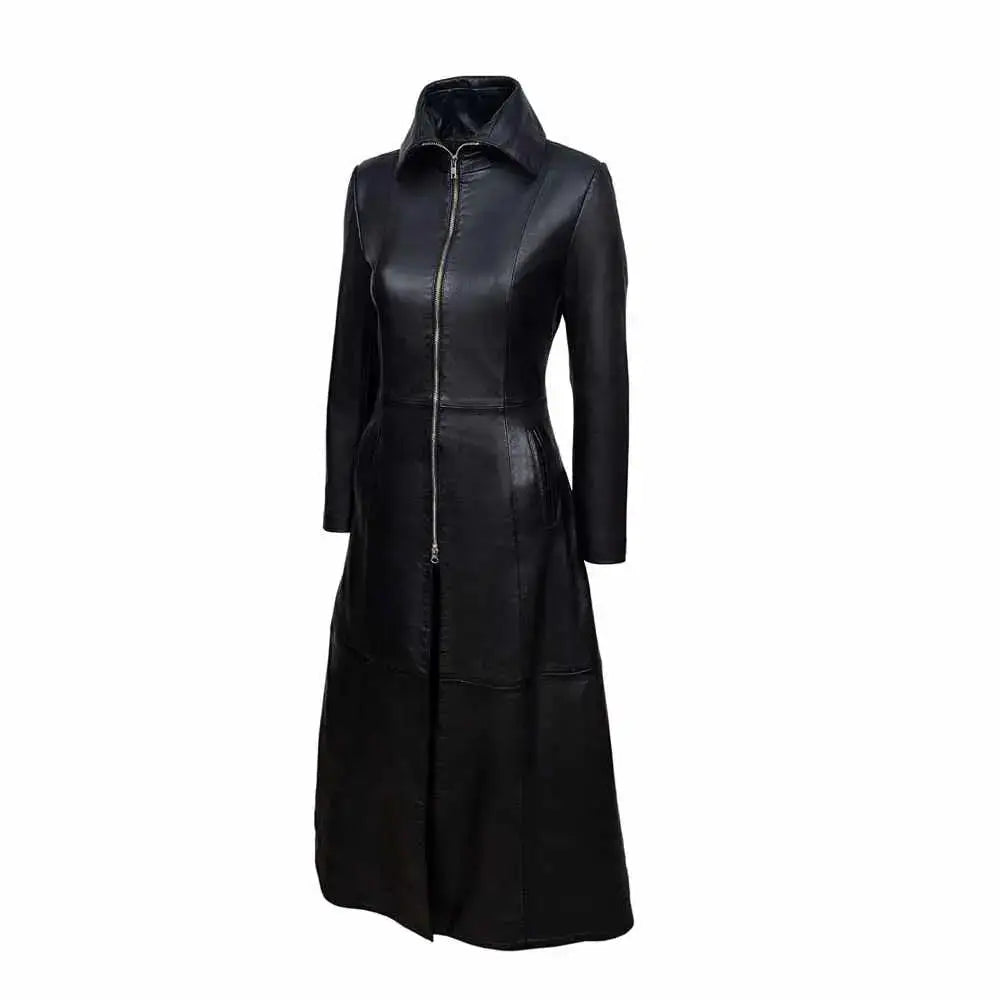 Women’s Vampire Black Leather Trench Coat